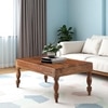Hudson Sheesham Wood Traditional Rectangle Coffee Table In Natural Teak Finish