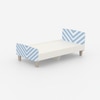 Minimalist Kids Single Bed in White and Light Blue Stripes