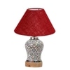 Devansh Conical Maroon Jute Shade Lamp With Wood & Mosaic Glass Base For Decoration/Office/Home/Gifting/Study For Decoration/Office/Home/Gifting/Study -(10X10X14.5) Inches -A