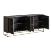 Kibo Solid Mango Wood Sideboard with 4 Door in Dark Finish with Metal Base