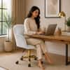 Doe Buck Aurora Modern Grey Luxury Velvet Office Chair