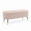 Doe Buck Luxury Boucle Storage Bench in Beige Colour with Gold Tipped Legs