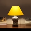 Devansh Conical Yellow Cotton Shade Lamp With Wood & Mosaic Glass Base For Decoration/Office/Home/Gifting/Study For Decoration/Office/Home/Gifting/Study -(10X10X14.5) Inches -A