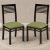 Zella Solid Wood Dining Chair Set Of 2 In Mahogany Finish With Avocado Green Fabric