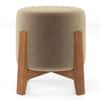 Nicole Stool In Amber Walnut Finish With Dark Beige Micro Velvet Colour