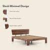 Marieta Bed Solid Wood Queen Size In Teak Finish