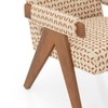 Chandigarh Fabric Lounge Chair in Amber Walnut Finish with Marigold Floral Buti Colour