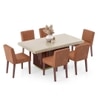 Gabriele Onyx 6 Seater Pedestal Dining Table With Set Of 6 Ludo Dining Chairs