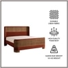Heritage Cane Upholstered Queen Size Bed in Linen With Oak wood Frame