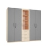 Tometrove Wardrobe Cum Bookcase Grey And Beige Teak