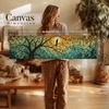 Abstract Botanical Tree Mosaic Canvas Wall Art 12 x 46 Inch