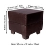 Iris Solid Wood Pouffee in PU Leather Brown Fabric