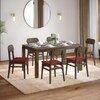 Atlas Solid Wood 6 Seater Dining Table With 6  Lunar Dining Chairs (Finish : Danish Walnut, Chair Colour : Dark Coral)