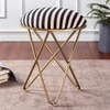 Zebra Fabric Cross Metallic Stool in Black & White Color Set of 2