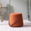 Hoist Collection Pouf With Faux Leather Strap in Tan Color