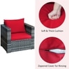 Carry Bird Wicker Patio Furniture Outdoor Balcony Chairs In Grey And Red Colour