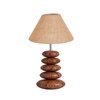 Devansh Beige Jute Table Lamp With Wood  Pebble Lamp  (10X10X15) Inches