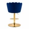 Doe Buck Luxury Blue Velvet Adjustable Bar Stool Chair with Gold Hydraulic Base