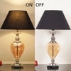 Hinton Amber Glass And Nickel Finish Metal Table Lamp With Black Cotton Shade