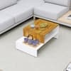 Hexa Engineered Wood Modern Center Table For Living Room In Frosty White And Giant Wood