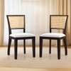Argiro Solid Wood Dining Chair Set Of 2 In Mahogany Finish With Grey Fabric Colour