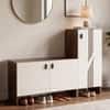 Sayona Multipurpose Shoe Rack Combo with Tall and seating Brown Maple & White