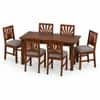 Globally Indian Vedika Solid Sheesham Wood 6 Seater Dining Table Set 6 Chairs Grey
