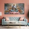 The Castle Decor Goddess Laxmi Wall Painting Wooden Framed 27x48 Inch (Style 12)