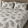 Aden Black & White Floral 330 TC Cotton Flat Super King Size Bedsheet with 2 Pillow Covers – Threads