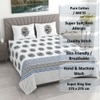 Off White Floral 400 Tc  Cotton Flat Super King Size Bedsheet With 2 Pillow Cover