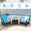 Carry Bird Wicker Patio Furniture Outdoor Balcony Chairs In Brown And Sky Blue Colour