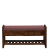 Halden Solid Wood Shoe Rack with Seating in Walnut Brown finish