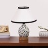 Devansh Conical White & Black  Cotton Shade Lamp With Wood & Mosaic Glass Base For Decoration/Office/Home/Gifting/Study For Decoration/Office/Home/Gifting/Study -(10X10X14.5) Inches -A