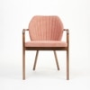 Cotton Solid Wood Dining Chair in Brown Colour