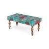 Bestone Solid Wood Bench In Floral Print Green Kantha Fabric