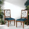 Globally Indian Sheesham Wood 4 Seater Dining Table Set With 4 Solid Wood Upholstered Chairs – In Blue Color