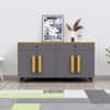 Hexa Red Multipurpose Storage Cabinet With 2 Drawer 4 Door in Giant Wood And Slate Grey Colour