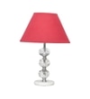 Aspley Chrome Finish Metal Clear Crystal Glass  And White Marble Table Lamp With Maroon Cotton Shade
