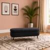 Doe Buck Luxury Boucle Storage Bench in Black Colour with Gold Tipped Legs