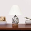 Devansh Off-White Cotton Straight Pleated Shade Lamp With Wood & Mosaic Glass Base For Decoration/Office/Home/Gifting/Study For Decoration/Office/Home/Gifting/Study