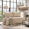 Marteen 2 Seater Velvet Pull Out Sofa Cum Bed in Cream Color With Storage