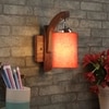 Devansh Solid Wood Electric Wall Light in Brown Colour with Orange Shade Count of 1 Light