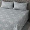 Isla Green Floral 400 TC Cotton Flat Super King Size Bedsheet with 2 Pillow Covers – Threads