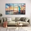 The Castle Decor Statue Of Liberty Wall Painting Wooden Framed Digital Painting 27x48 Inch