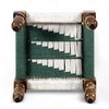 Oakville Sheesham Wood Vintage Seater Maachi Bench Set 2 Stools In Green White Rope