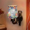 Atlas Antique Metal Wall Lamp with Multicolor Mosaic Glass