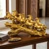 Seven Horse Royal Gallop Horse Sculpture in Gold Colour