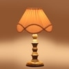 Devansh Off-White Cotton Vintage  Lamp With Wood Base (12X12X18)