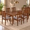 Globally Indian Maelle Solid Sheesham Wood 6 Seater Dining Table Set 6 Chairs Terracotta Orange