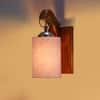 Devansh Solid Wood Electric Wall Light in Brown Colour with Grey Shade Count of 1 Light